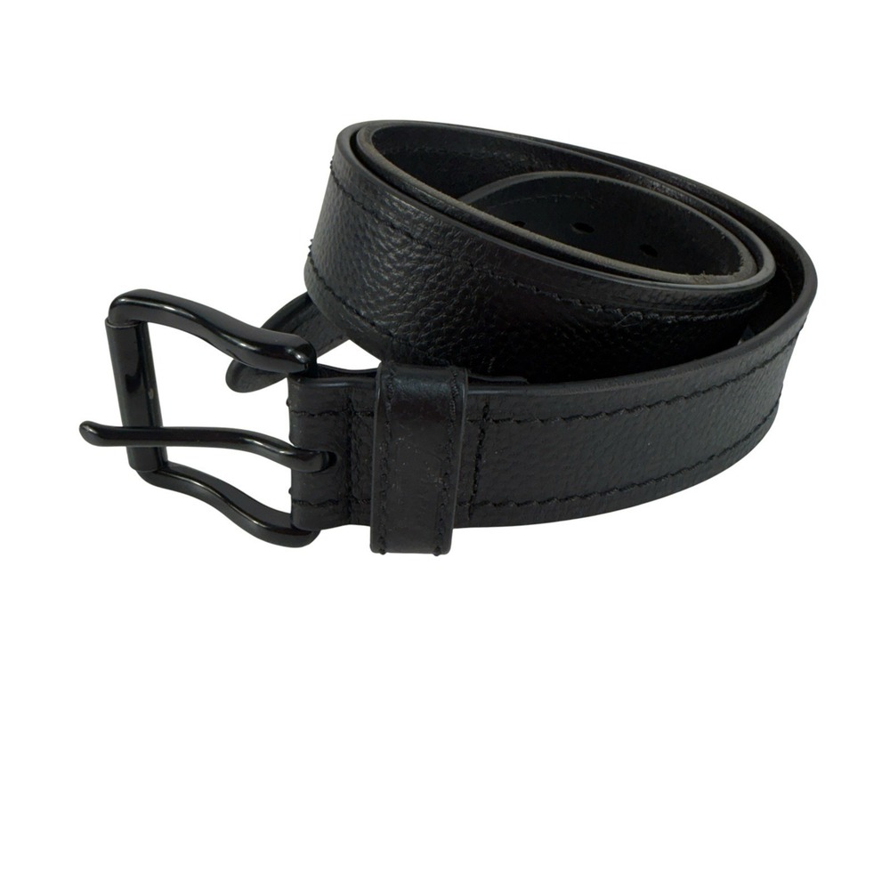 Dickies Men's Sz 38 Belt Black Leather Black Tone Buckle Adjustable Work